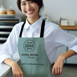 Minimal Cadet Blu Business Logo Pastry Chef Bakery Apron
