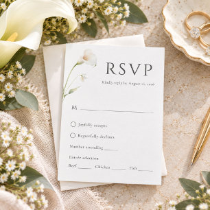 Minimal Calla Lily Elegant Wedding RSVP Card