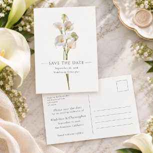 Minimal Calla Lily Wedding Save the Date Postcard