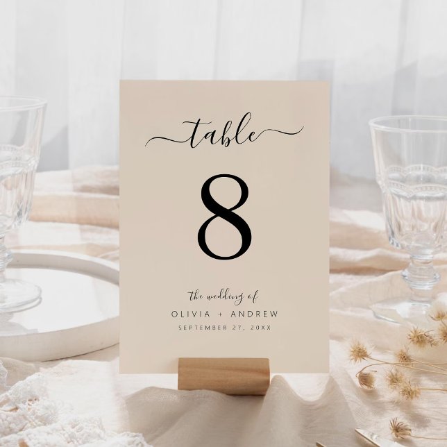 Minimal Calligraphy Boho Colour Wedding Table Number (Minimal Calligraphy Boho Color Wedding Table Number)