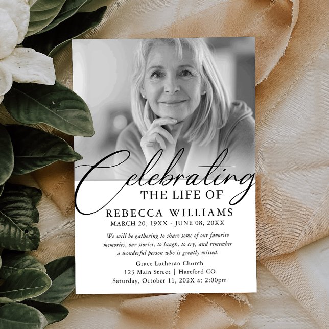 Minimal Calligraphy Celebration of Life Invitation (Creator Uploaded)