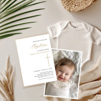 Minimal Calligraphy Gold Infant Baptism Photo