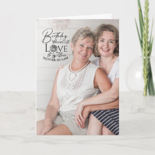 Minimal Calligraphy Photo Birthday Mother-in-law Card