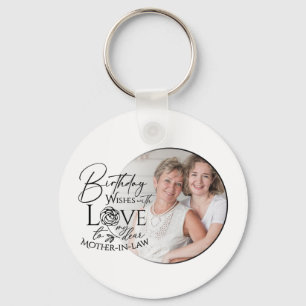 Minimal Calligraphy Photo Birthday Mother-in-law Key Ring