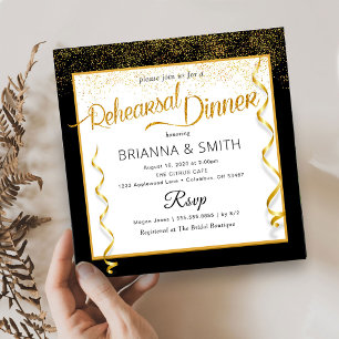 Minimal Calligraphy Rehearsal Dinner Invitation