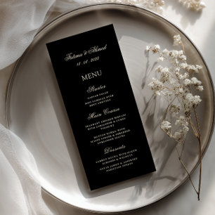 Minimal Calligraphy Script Black Wedding Dinner Menu