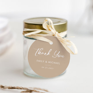Minimal Calligraphy Taupe Simple Wedding Thank You Favour Tags