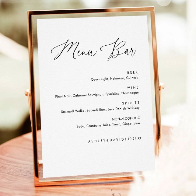 Minimal Calligraphy Wedding Drinks Menu bar Sign  (Creator Uploaded)