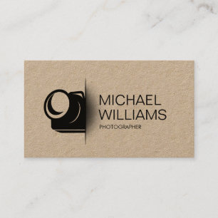 Minimal Camera Cut Shape Photographer Business Car Card