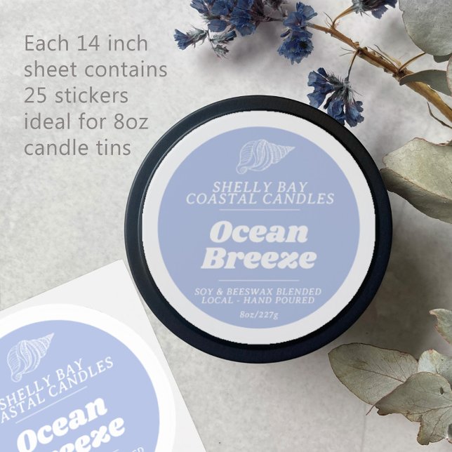 Minimal candle blue ocean breeze label sheet 25 (Creator Uploaded)