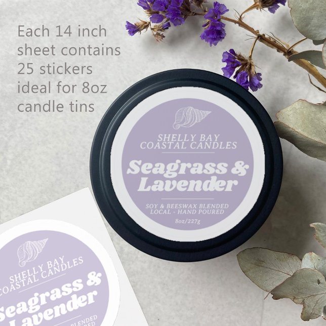 Minimal candle lavender purple label sheet 25 (Creator Uploaded)