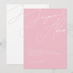 Minimal Candy Pink Script Typography Wedding Invitation
