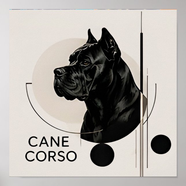 Minimal Cane Corso Modern Dog Portrait Poster (Front)