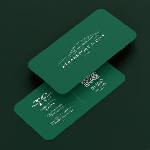 Minimal Car Transport Taxi Driver Hunter Green Business Card