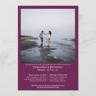 Minimal Cassis Photo Wedding Rehearsal Dinner Invitation