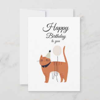 Minimal Cat Birthday Greeting Card