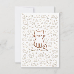 Minimal Cat Doodle Card   Line Drawing