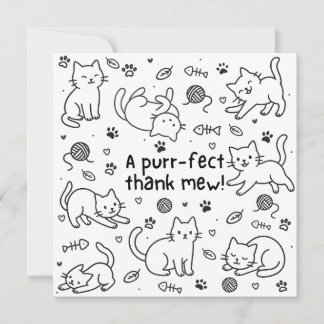 Minimal Cat Doodle Thank You Card