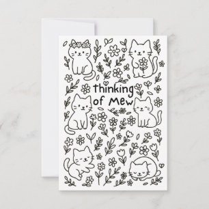Minimal Cat Doodle Thinking of You Card