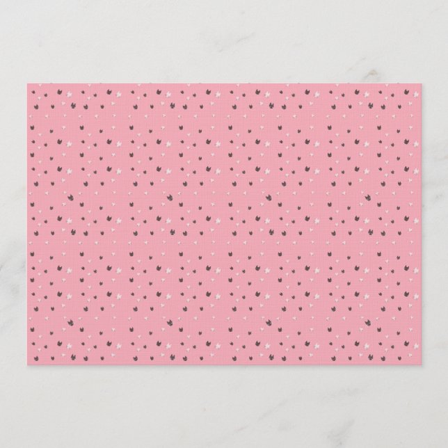Minimal Cat Faces Pattern on Pink – Cute Pastel  Invitation (Front)