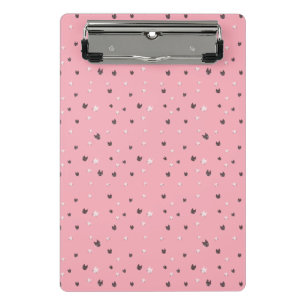 Minimal Cat Faces Pattern on Pink – Cute Pastel  Mini Clipboard