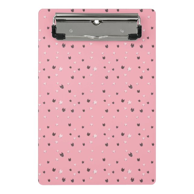 Minimal Cat Faces Pattern on Pink – Cute Pastel  Mini Clipboard (Front)