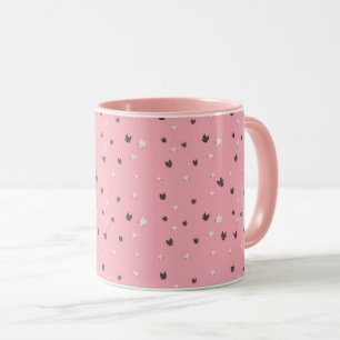 Minimal Cat Faces Pattern on Pink – Cute Pastel Mug