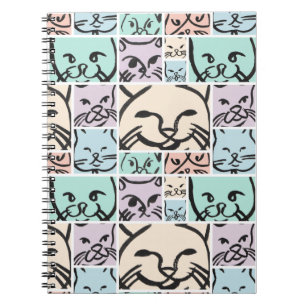 Minimal Cats Line Art Collage Notebook