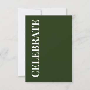 Minimal CELEBRATE Forest Green Holiday Card