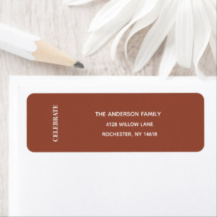 Minimal CELEBRATE Terracotta Holiday Address