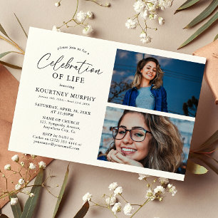 Minimal Celebration of Life 2 x Photo Invitation