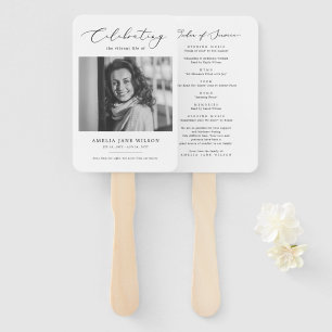 Minimal Celebration Of Life Photo Funeral Memorial Hand Fan