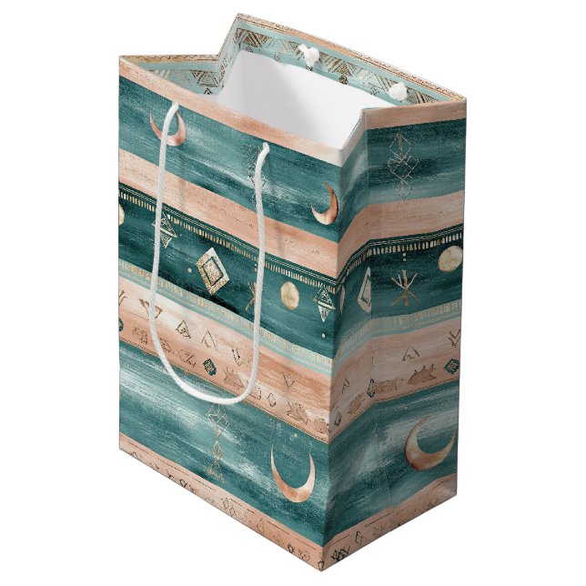 Minimal Celestial Stripe in Earth Tones Medium Gift Bag (Front Angled)