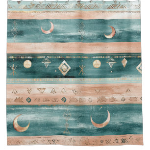 Minimal Celestial Stripe in Earth Tones Shower Curtain