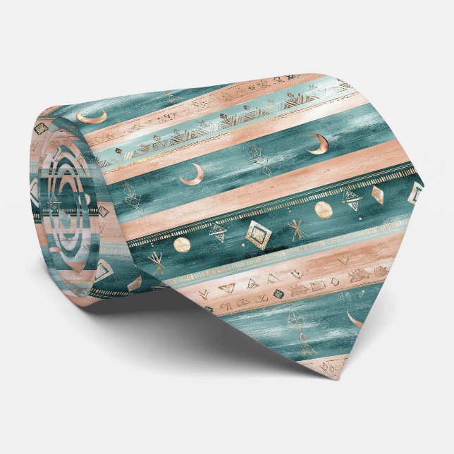 Minimal Celestial Stripe in Earth Tones Tie (Rolled)