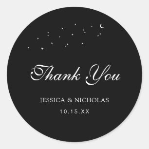 Minimal Celestial Thank You Script Wedding Favour  Classic Round Sticker