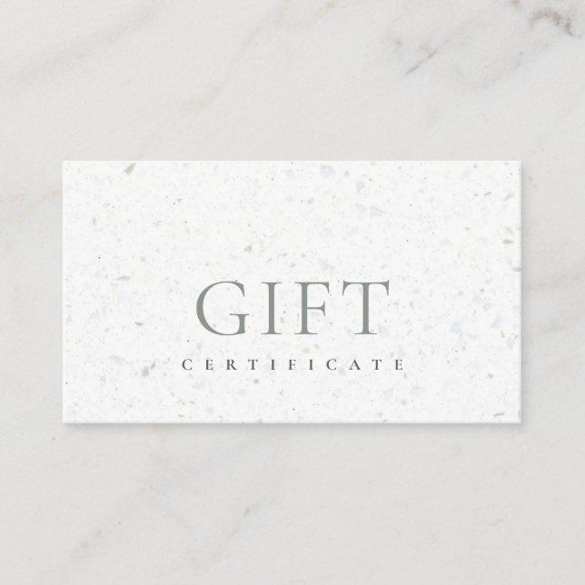 Minimal Ceramic Terrazzo Texture Gift Certificate (Front)