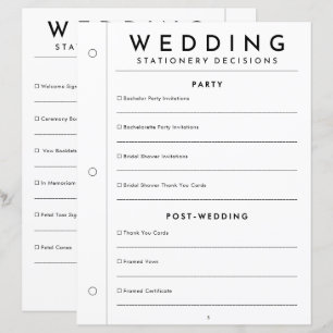 Minimal Ceremony Wedding Stationery Binder Page