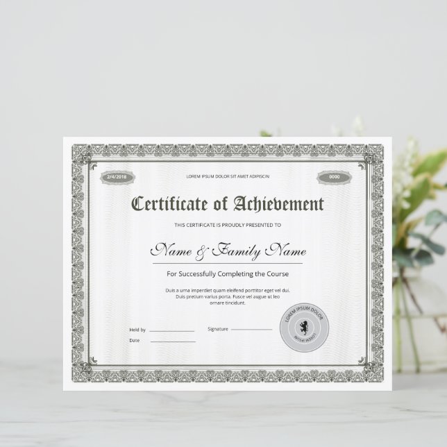 Minimal Certificate of Achievement (Standing Front)
