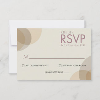 Minimal Champagne Ivory Circles Wedding RSVP Card