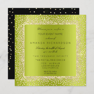 Minimal Champaigne Gold Black Confetti Sepia Green Invitation