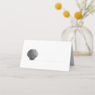 Minimal Charcoal Scallop Shell Place Card