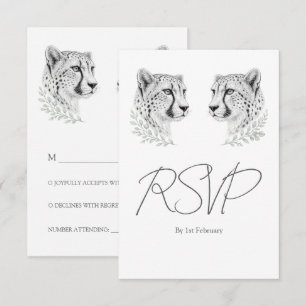 Minimal Cheetah Wedding Elegant Safari Style RSVP Card