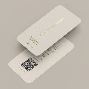 Minimal Chef Baker Pastry Caterer Sand Whisk  Business Card