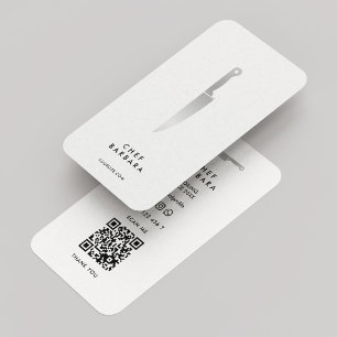 Minimal Chef Caterer Butcher Kitchen Knife White Business Card