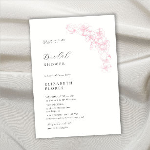Minimal Cherry Blossom Pink Floral Bridal Shower Invitation