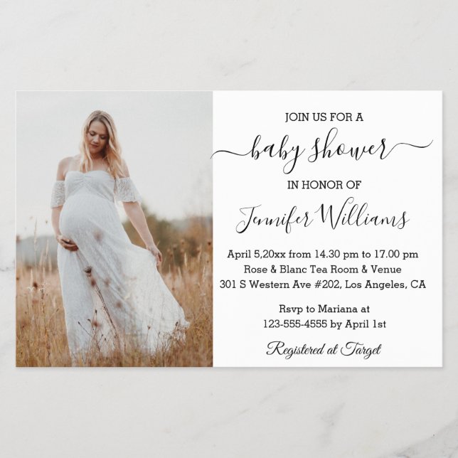 minimal chic baby shower photo budget invitation flyer (Front)