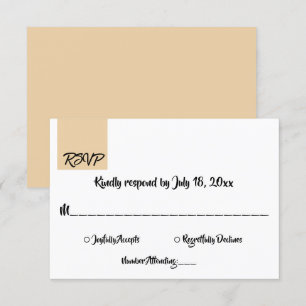 Minimal Chic Beige Script Modern Formal Wedding RSVP Card