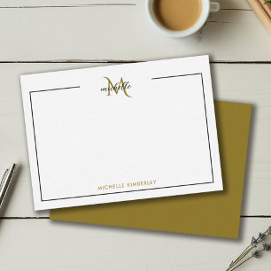 Minimal Chic Black and Gold Monogram Card
