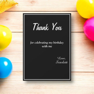 Minimal Chic Black And White Delicate 1st Birthday Thank You Card